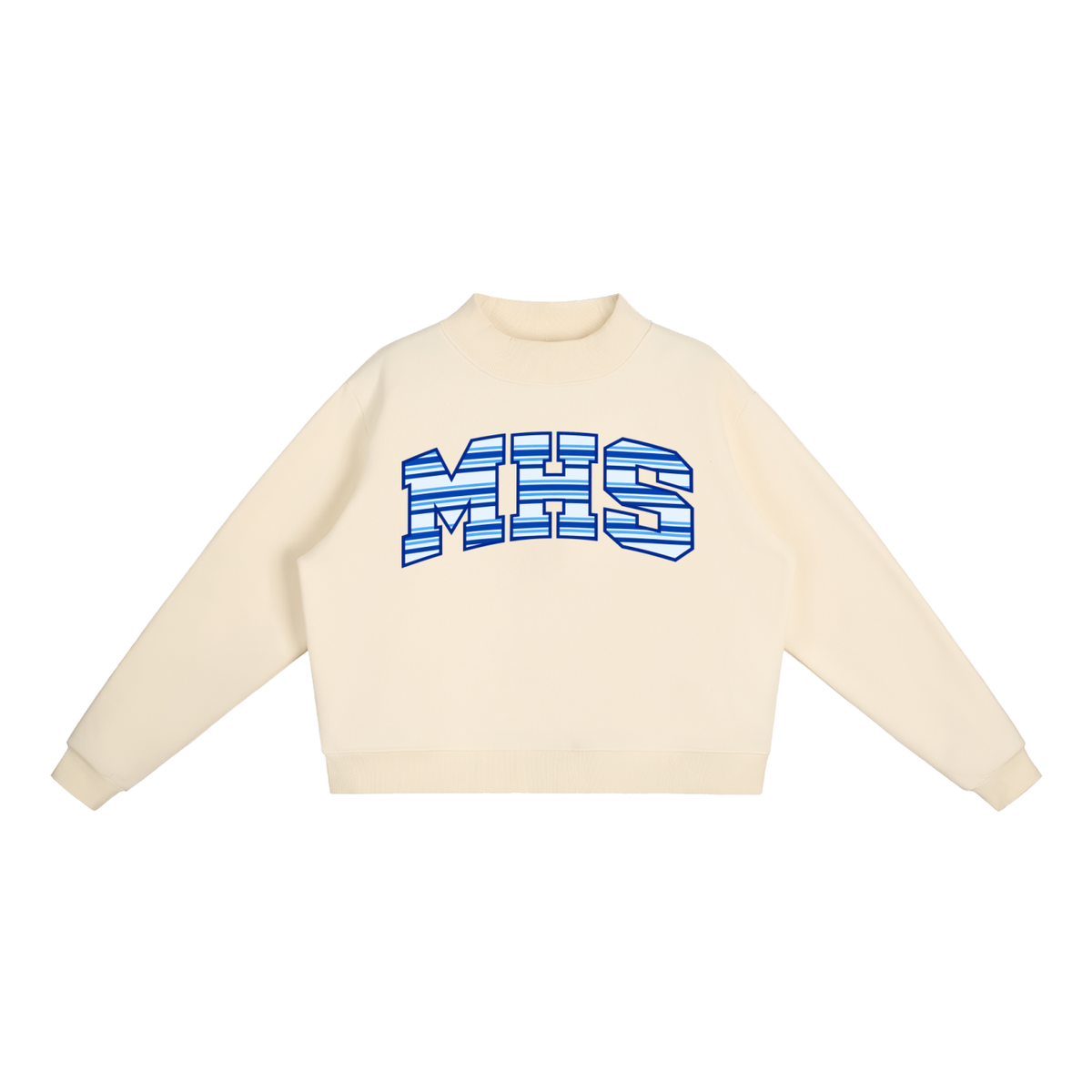 MHS Striped Essential Fleece Mock-Neck Crew Sweatshirt