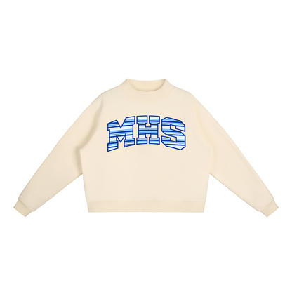 MHS Striped Essential Fleece Mock-Neck Crew Sweatshirt