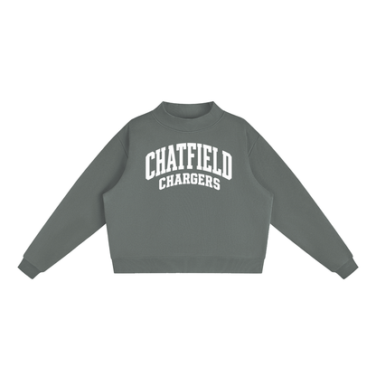 Basic 2 White Chatfield Essential Fleece Mock-Neck Crew Sweatshirt (printed)