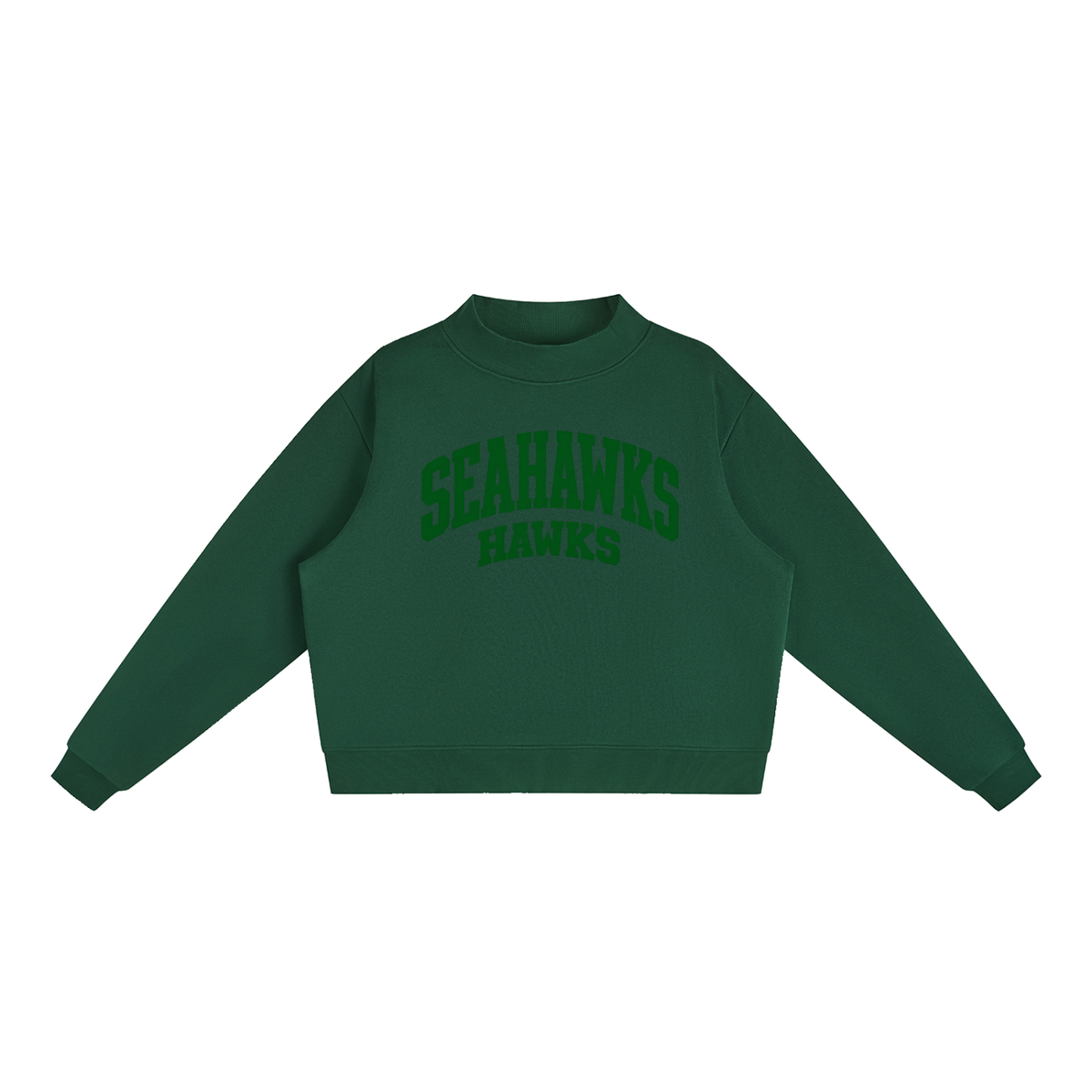 Basic 2 Seahawks Essential Fleece Mock-Neck Crew Sweatshirt (printed)