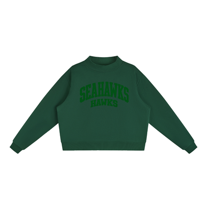 Basic 2 Seahawks Essential Fleece Mock-Neck Crew Sweatshirt (printed)