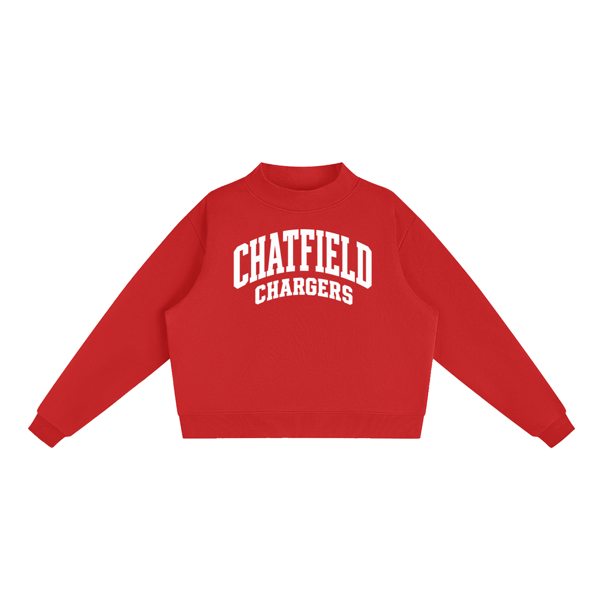 Basic 2 White Chatfield Essential Fleece Mock-Neck Crew Sweatshirt (printed)