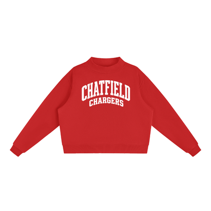 Basic 2 White Chatfield Essential Fleece Mock-Neck Crew Sweatshirt (printed)