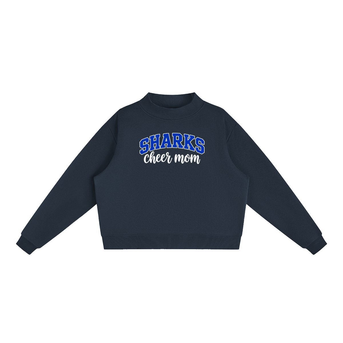 Cheer Mom Saint James Essential Fleece Mock-Neck Crew Sweatshirt (printed)