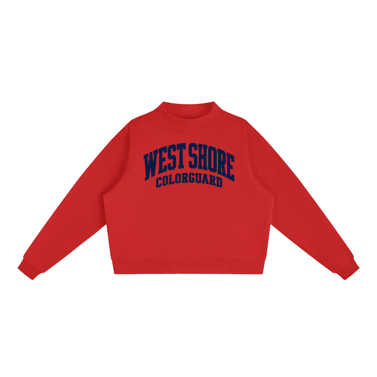 Basic 2 West Shore Essential Fleece Mock-Neck Crew Sweatshirt (printed)