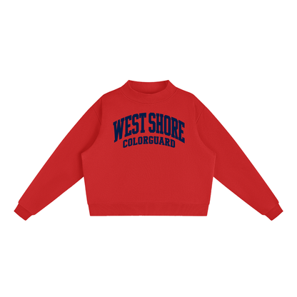 Basic 2 West Shore Essential Fleece Mock-Neck Crew Sweatshirt (printed)