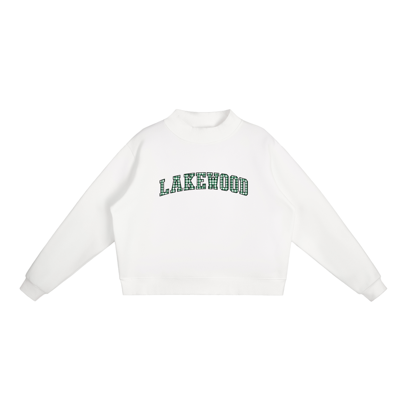 Gingham Lakewood Ranch Essential Fleece Mock-Neck Crew Sweatshirt