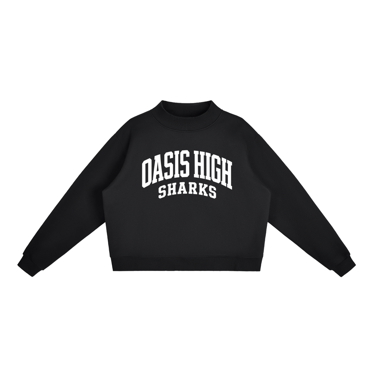 Basic 2 White Oasis Essential Fleece Mock-Neck Crew Sweatshirt
