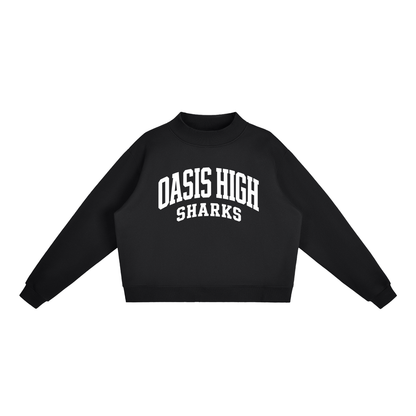 Basic 2 White Oasis Essential Fleece Mock-Neck Crew Sweatshirt