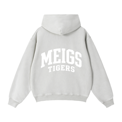 Basic 2 White Meigs County Zip-Through Boxy Fleece Hoodie