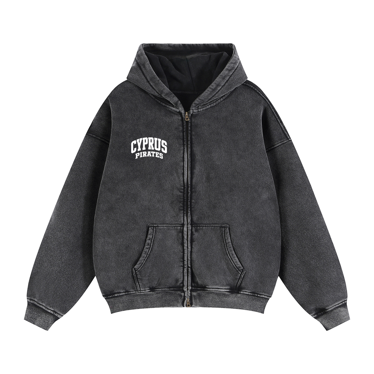 Basic 2 White Cyprus Zip-Through Boxy Fleece Hoodie
