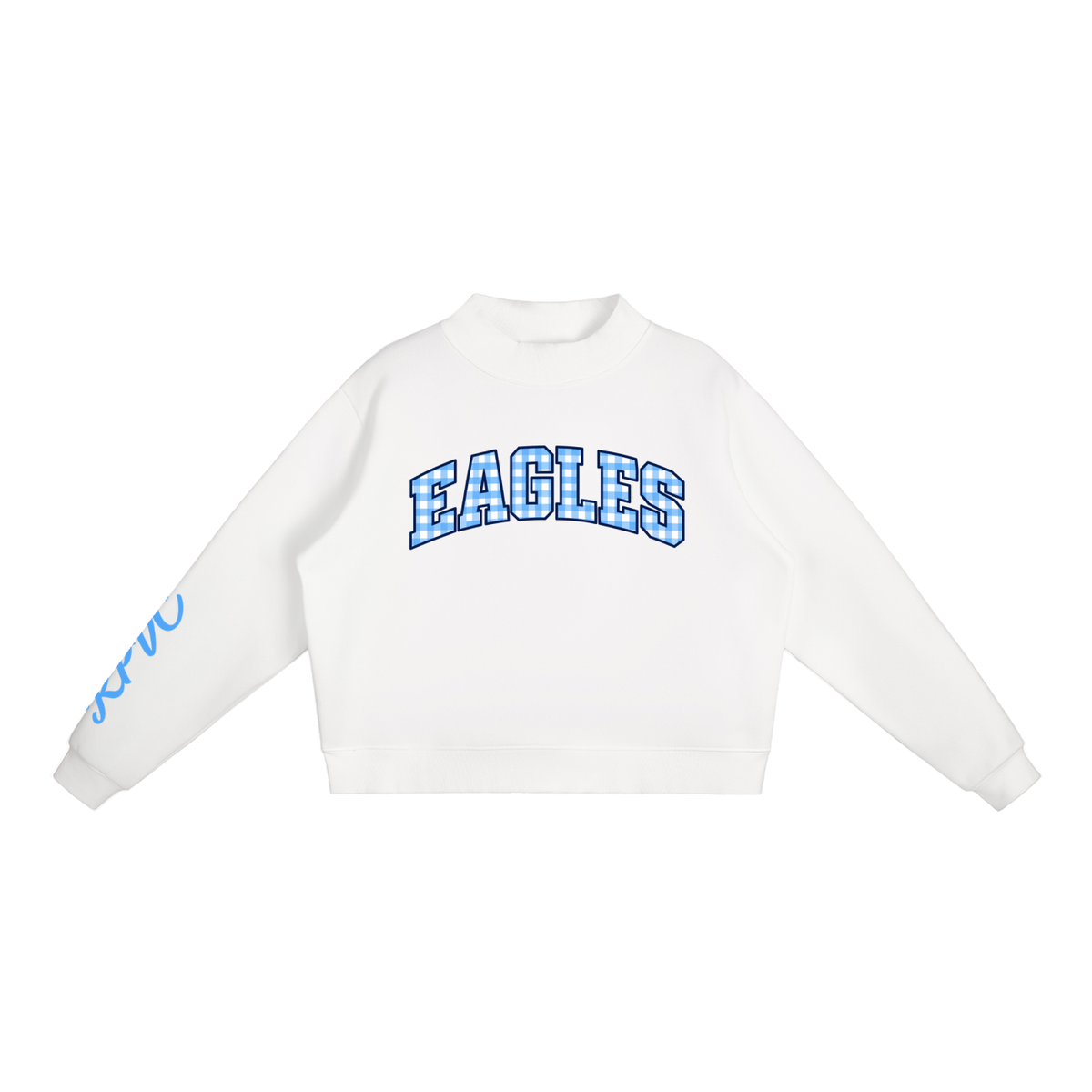 GINGHAM EAGLES Essential Fleece Mock-Neck Crew Sweatshirt