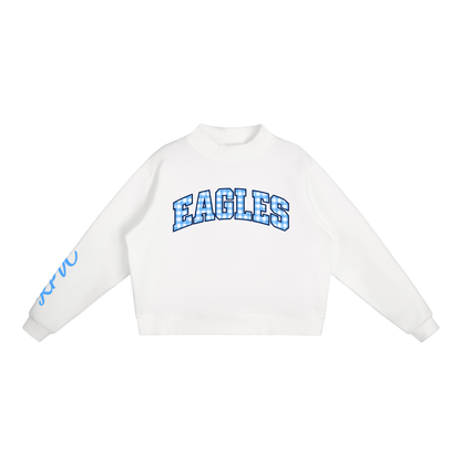 GINGHAM EAGLES Essential Fleece Mock-Neck Crew Sweatshirt