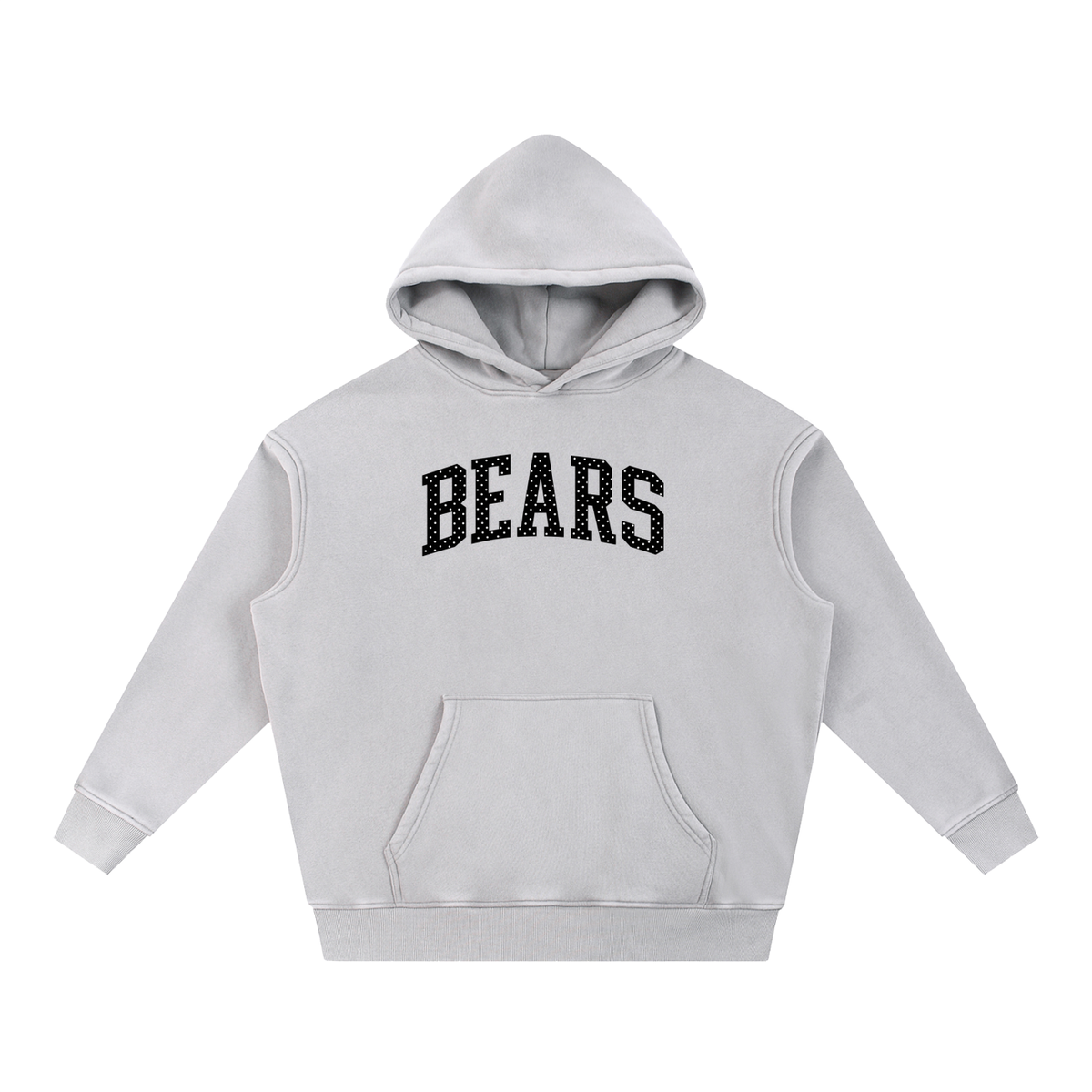 Black Polka Bears Snow Wash Fleece Oversize Hoodie