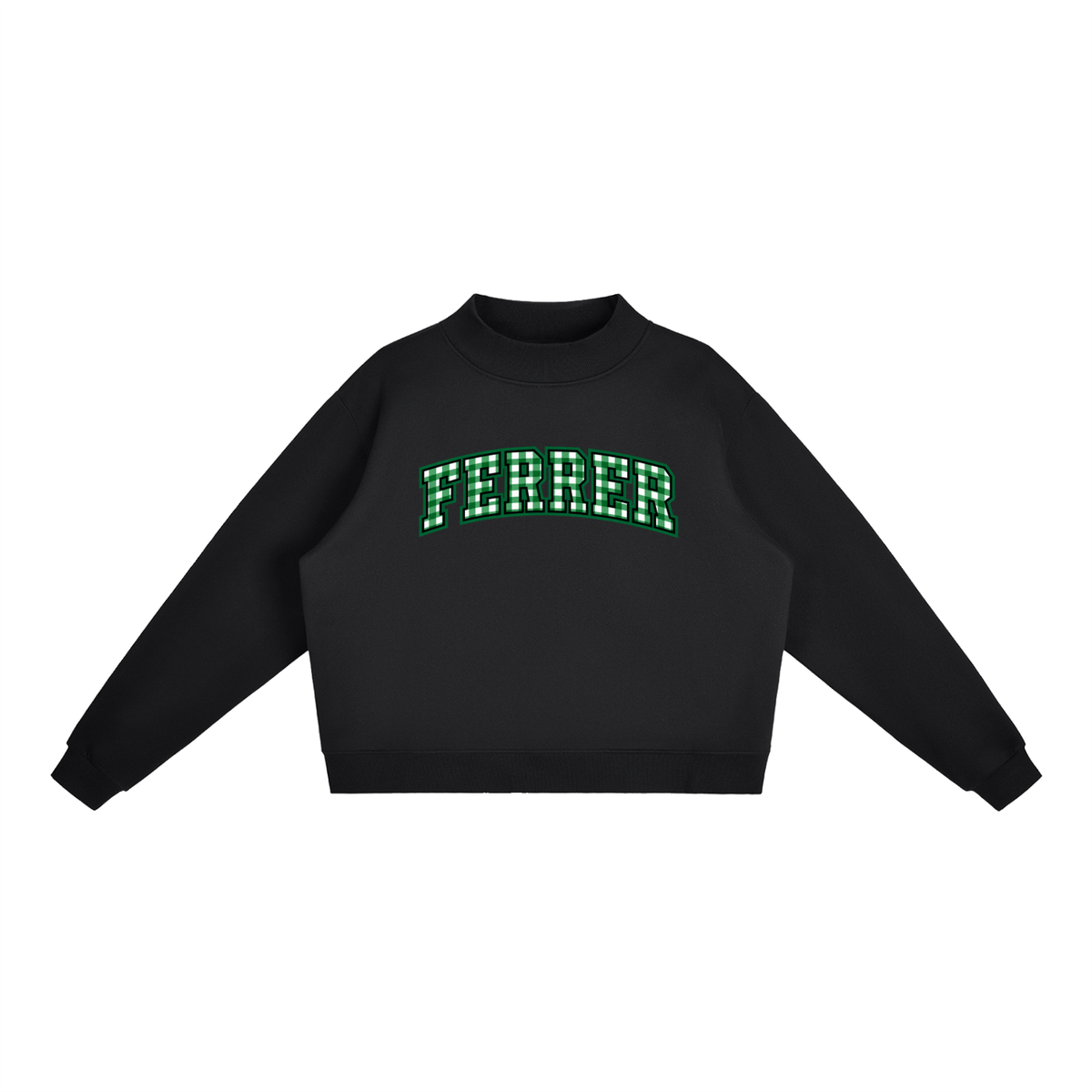 Gingham St Vincent Ferrer Essential Fleece Mock-Neck Crew Sweatshirt (printed)