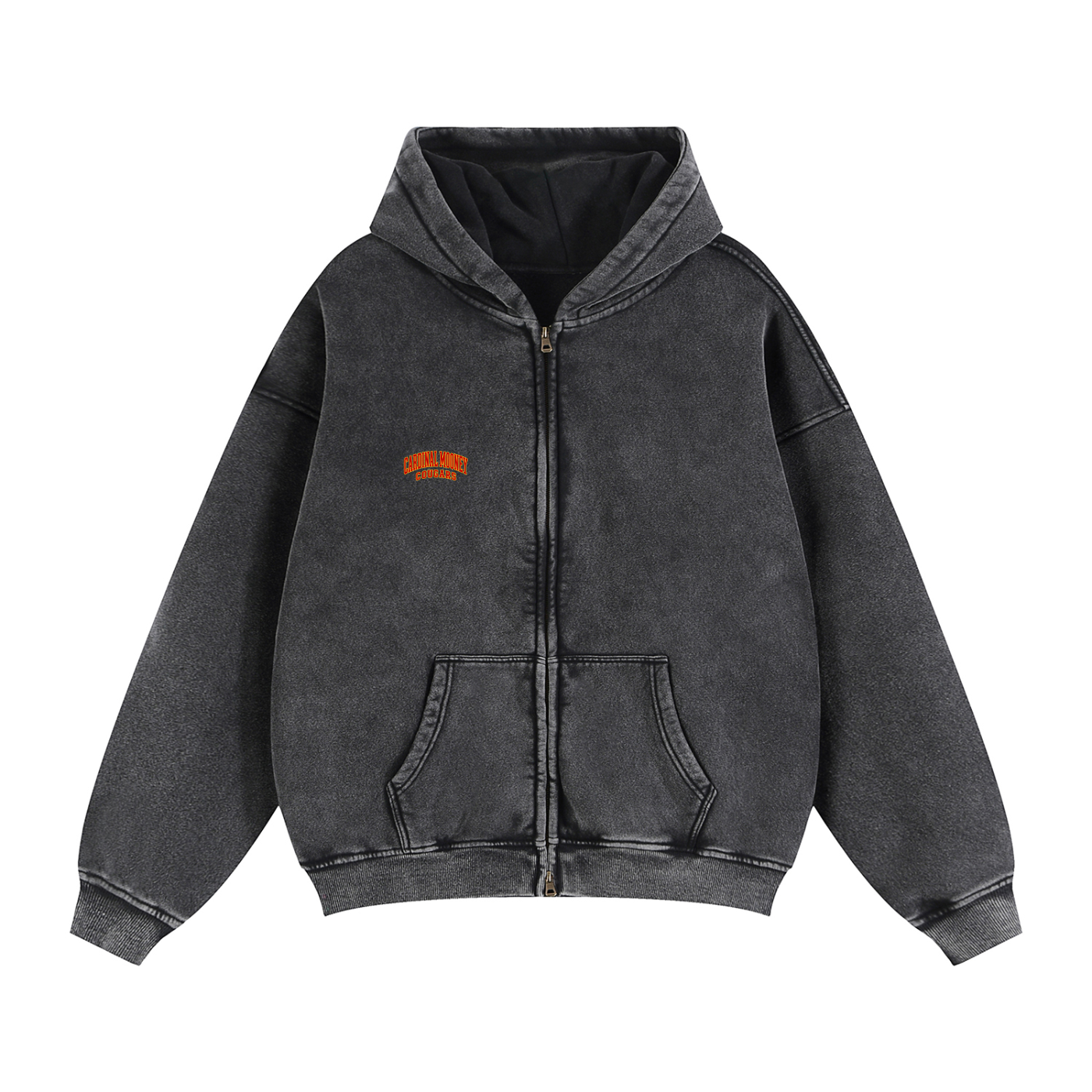 Basic 2 Cardinal Mooney Zip-Through Boxy Fleece Hoodie