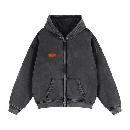 Basic 2 Cardinal Mooney Zip-Through Boxy Fleece Hoodie
