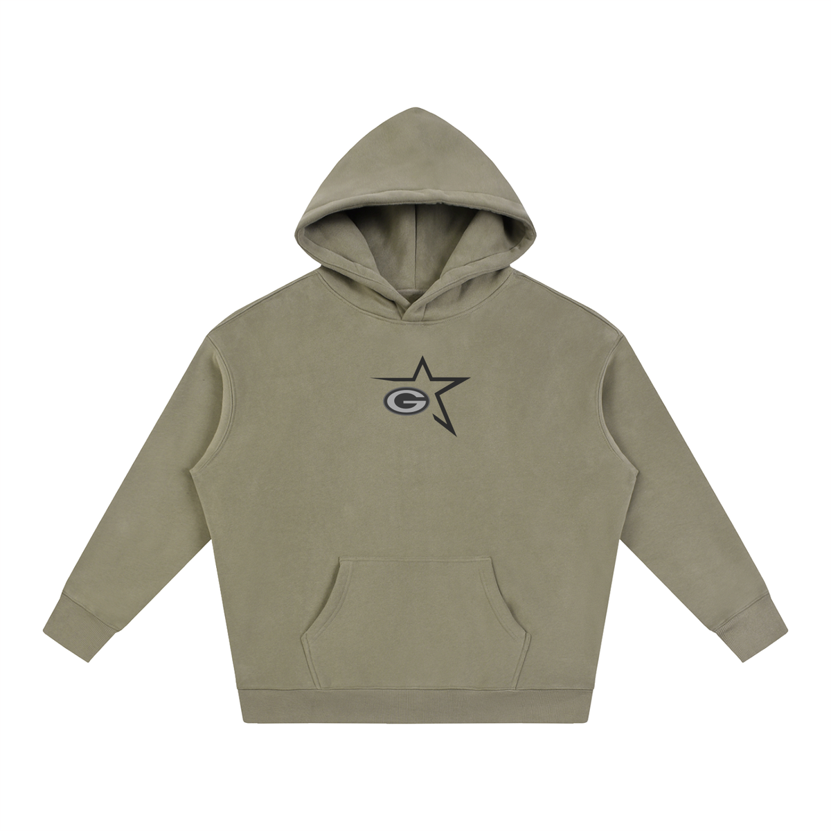 Vector Star Front Green Bulldogs Oversize Fleeced Hoodie