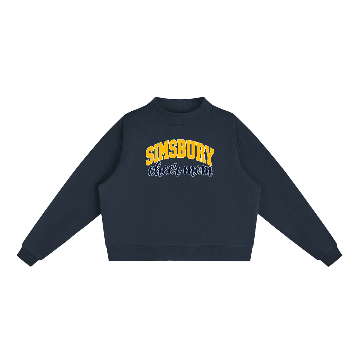 Cheer Mom Simsbury Essential Fleece Mock-Neck Crew Sweatshirt (printed)