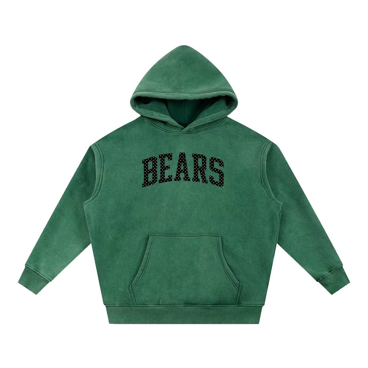 Black Polka Bears Snow Wash Fleece Oversize Hoodie