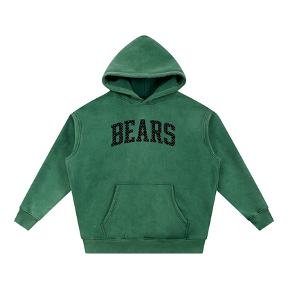 Black Polka Bears Snow Wash Fleece Oversize Hoodie
