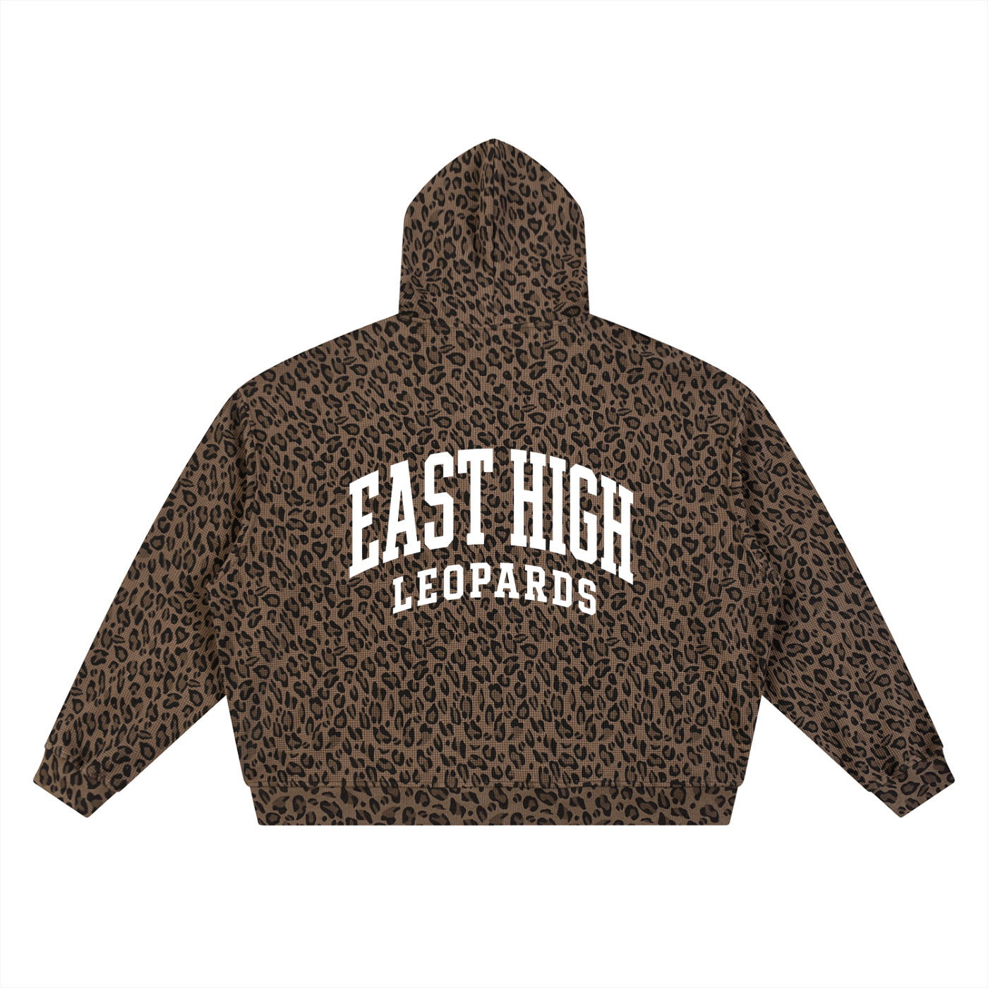 Unisex Leopard Print Waffle Full Zip Hoodie