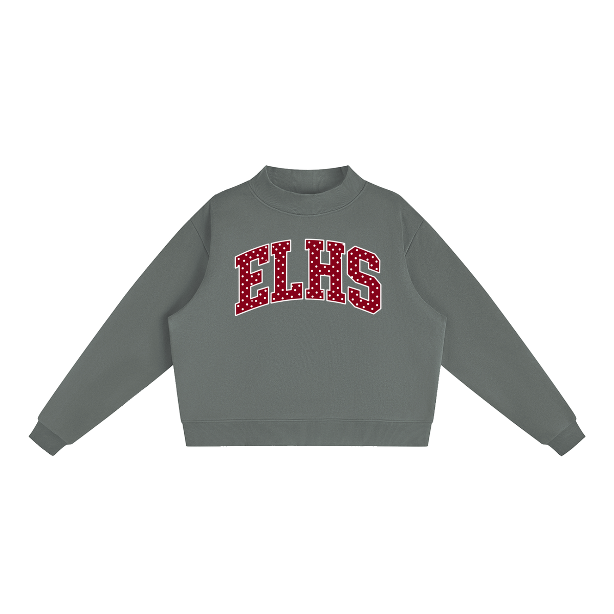 Polka Dot East Lyme Essential Fleece Mock-Neck Crew Sweatshirt (printed)