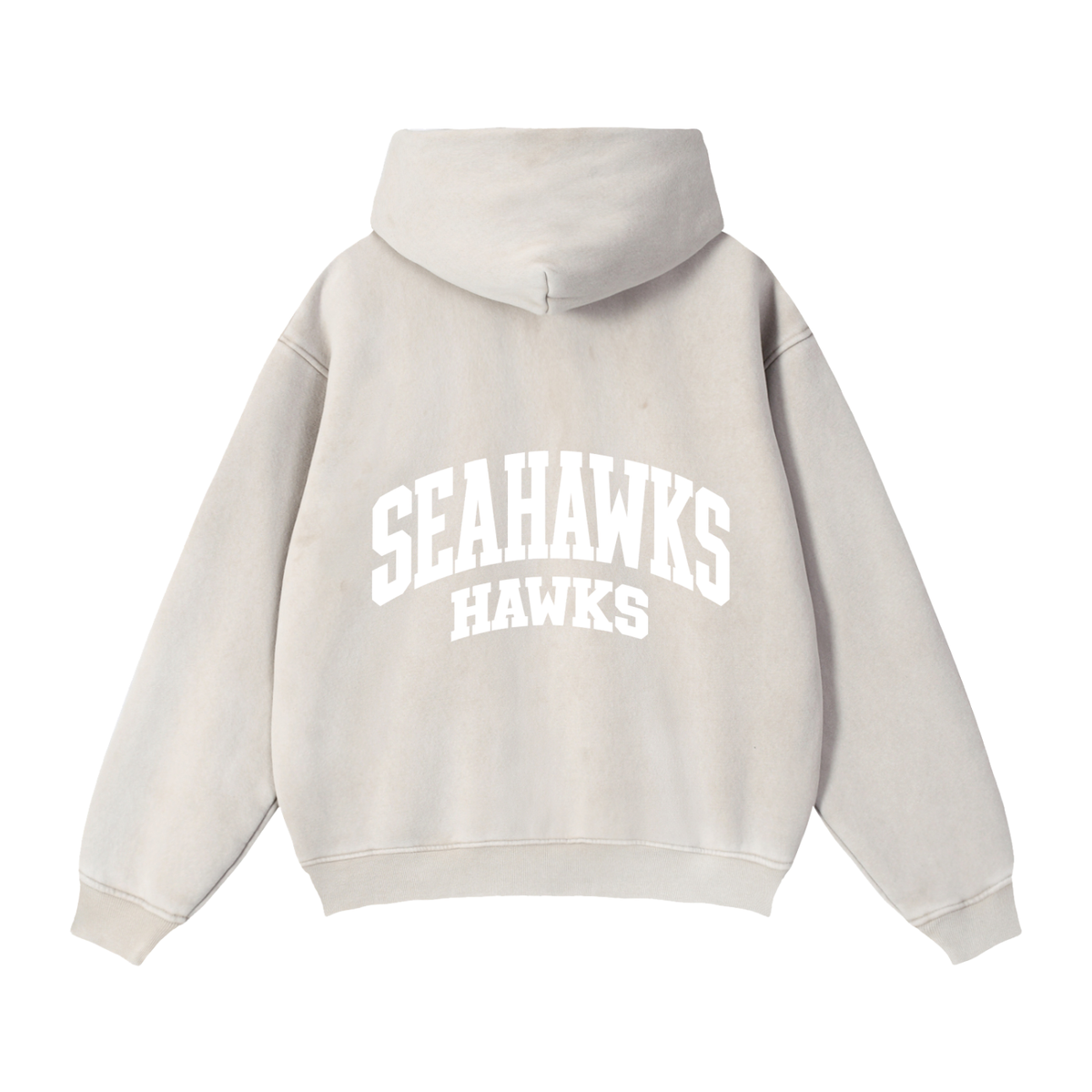 Basic 2 White Seahawks Zip-Through Boxy Fleece Hoodie