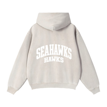 Basic 2 White Seahawks Zip-Through Boxy Fleece Hoodie