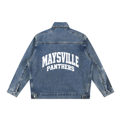 Basic 2 White Maysville Vintage Wash Zip Up Denim Jacket