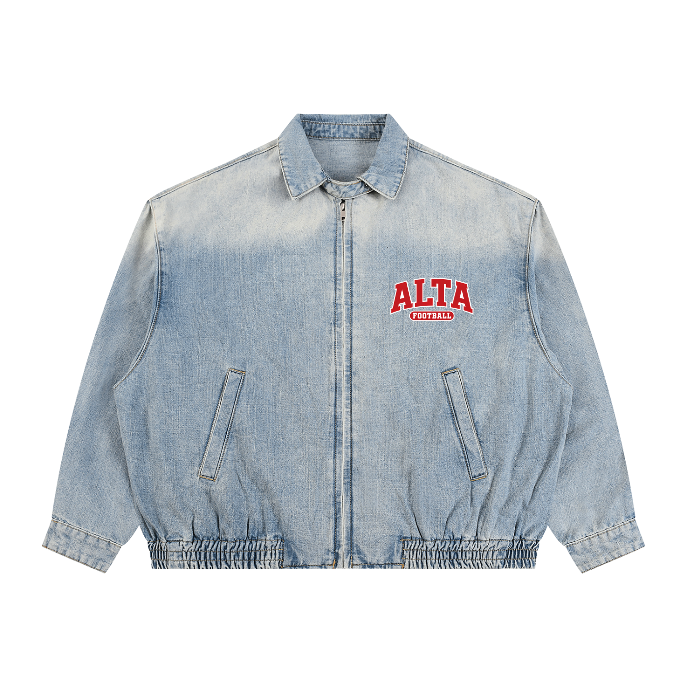 Unisex Vintage Wash Full-Zip Denim Jacket
