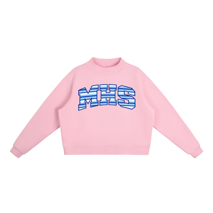 MHS Striped Essential Fleece Mock-Neck Crew Sweatshirt