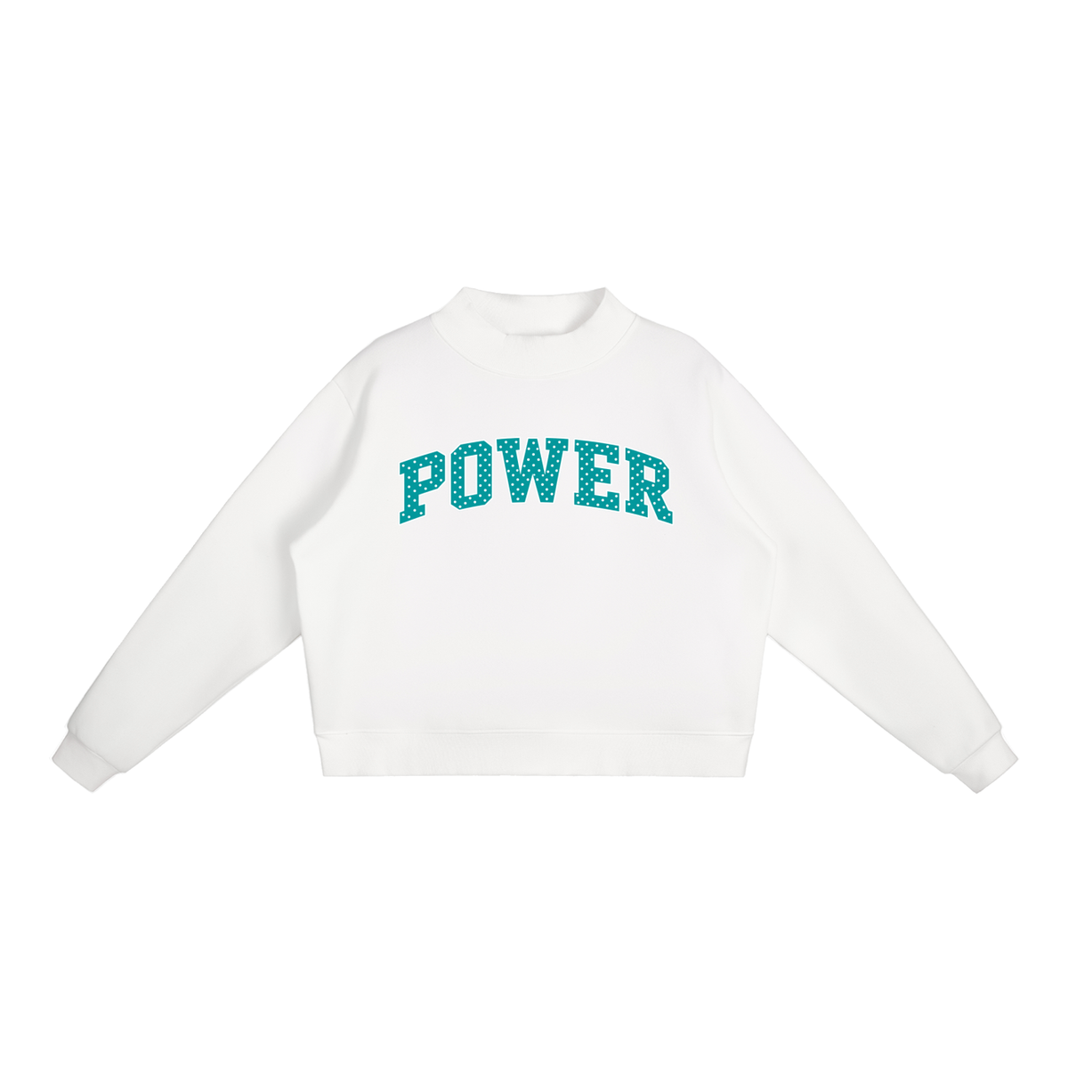 Polka Dot Power Essential Fleece Mock-Neck Crew Sweatshirt