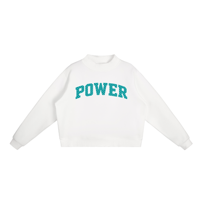 Polka Dot Power Essential Fleece Mock-Neck Crew Sweatshirt