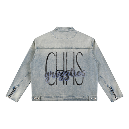 Vintage Wash Zip Denim Jacket