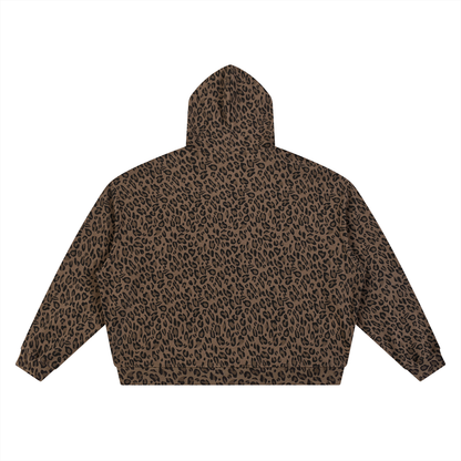 FICTH Unisex Leopard Print Waffle Full Zip Hoodie