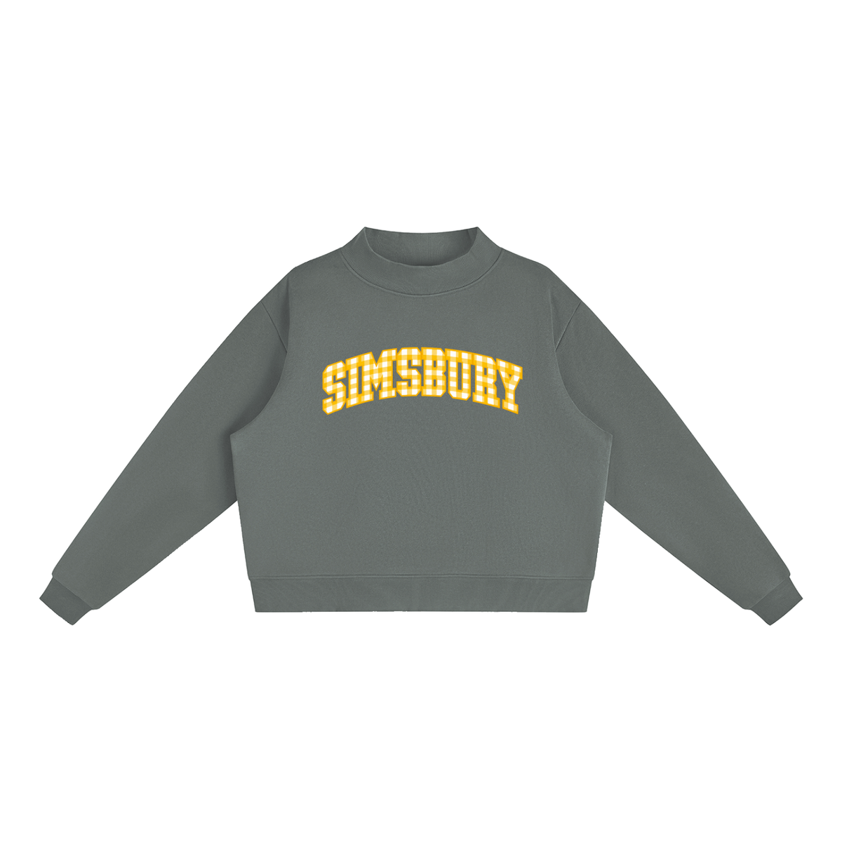 Gingham Simsbury Essential Fleece Mock-Neck Crew Sweatshirt (printed)