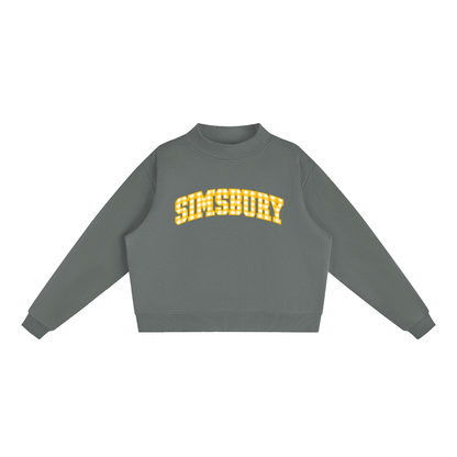 Gingham Simsbury Essential Fleece Mock-Neck Crew Sweatshirt (printed)