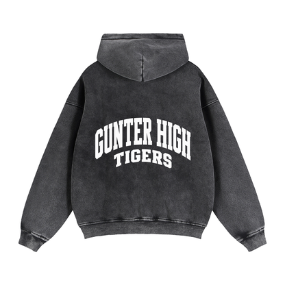 Basic 2 White Gunter Zip-Through Boxy Fleece Hoodie