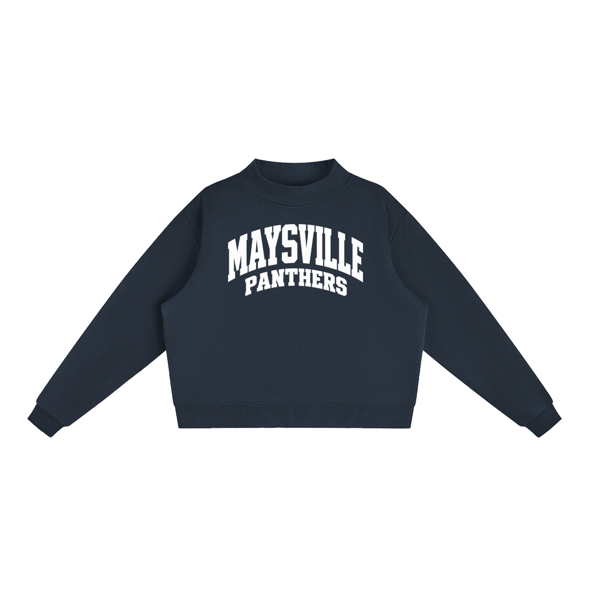 Basic 2 White Maysville Essential Fleece Mock-Neck Crew Sweatshirt (printed)