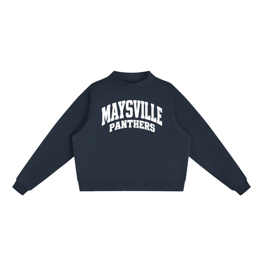 Basic 2 White Maysville Essential Fleece Mock-Neck Crew Sweatshirt (printed)