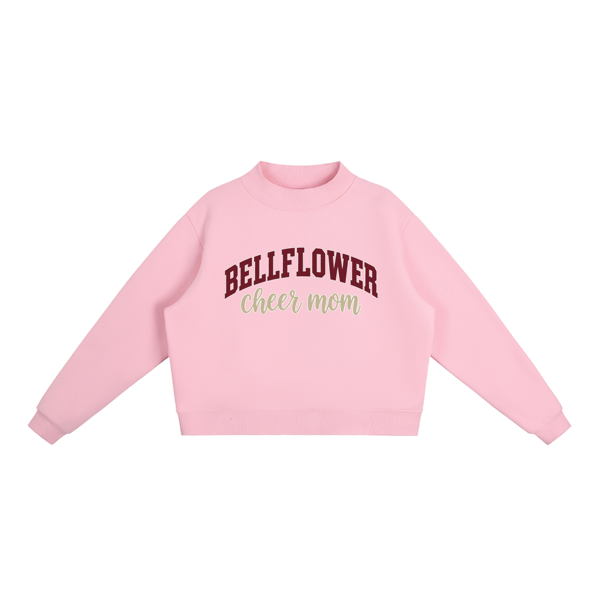 Cheer Mom Bellflower Essential Fleece Mock-Neck Crew Sweatshirt