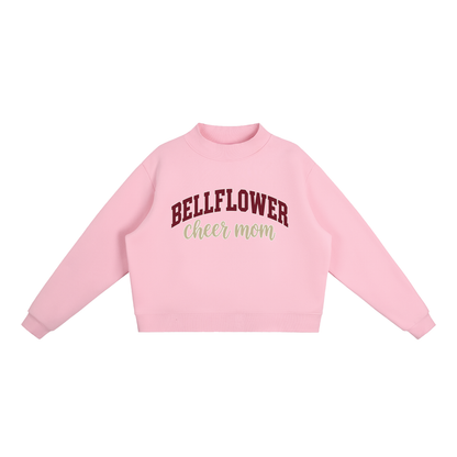 Cheer Mom Bellflower Essential Fleece Mock-Neck Crew Sweatshirt
