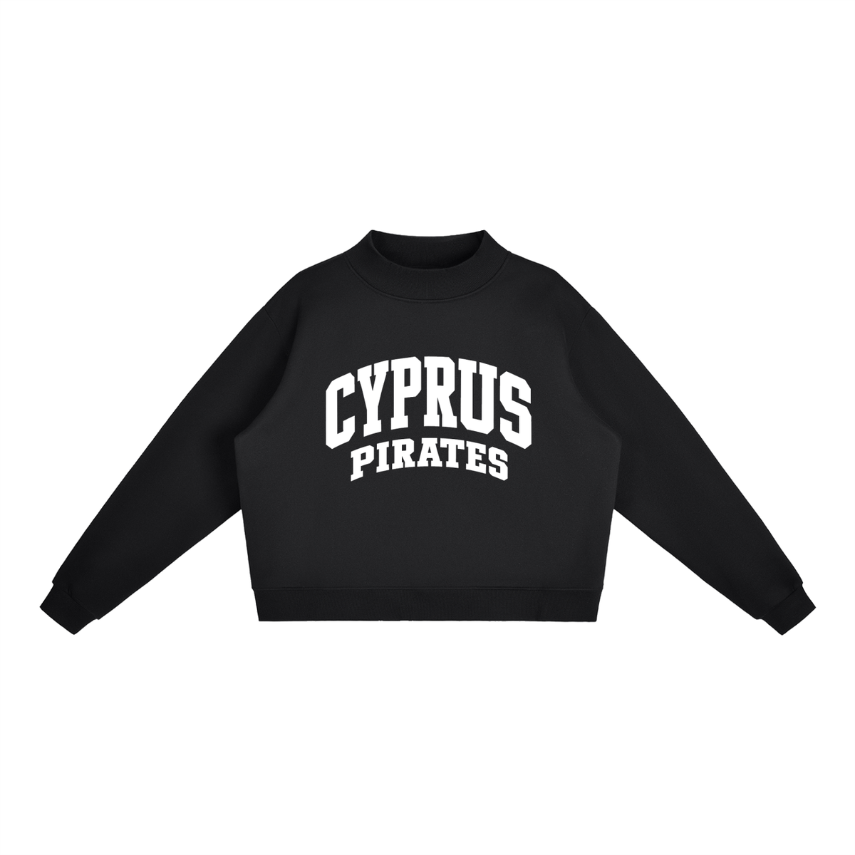 Basic 2 White Cyprus Essential Fleece Mock-Neck Crew Sweatshirt