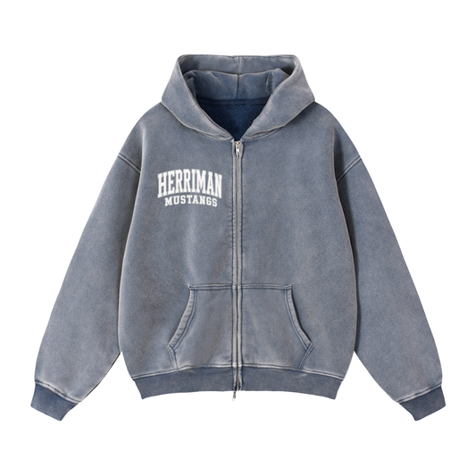 Zip Up Boxy Fleece Hoodie