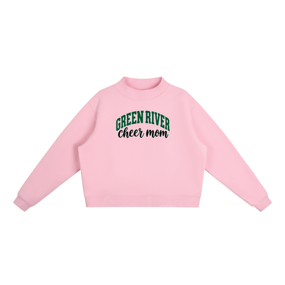 Cheer Mom Green River Essential Fleece Mock-Neck Crew Sweatshirt (printed)