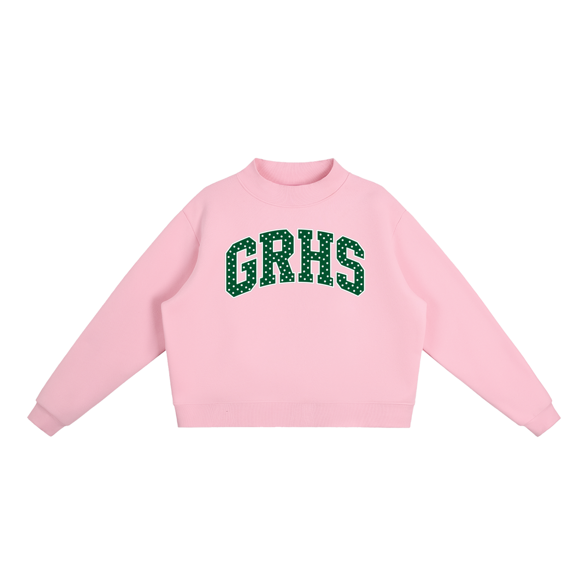 Polka Dot Green River Essential Fleece Mock-Neck Crew Sweatshirt (printed)