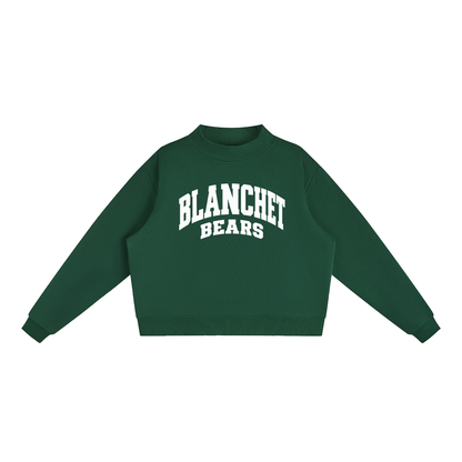 Basic 2 White Blanchet Essential Fleece Mock-Neck Crew Sweatshirt (printed)