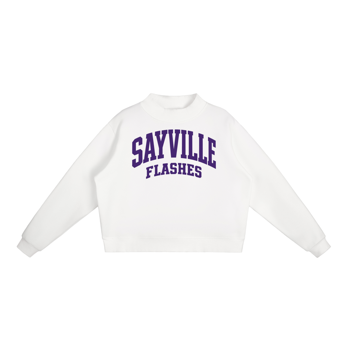 Basic 2 Sayville Essential Fleece Mock-Neck Crew Sweatshirt (printed)