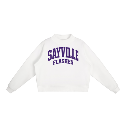 Basic 2 Sayville Essential Fleece Mock-Neck Crew Sweatshirt (printed)